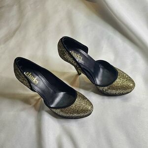 🔥Charles By CHARLES DAVID🔥Black and Gold Sparkle Heels